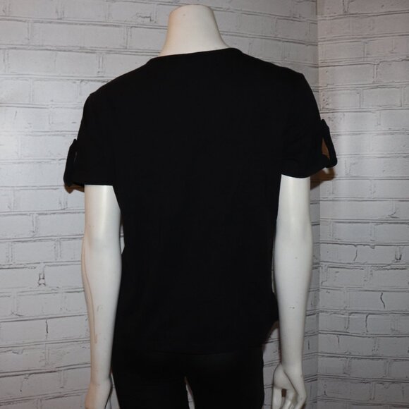 🖤✨👚 Black Button-Sleeve Tee · Basic Editions · Size M · Soft & Sleek - Picture 6 of 6